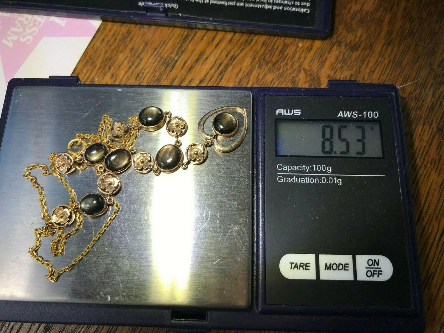 10k Yellow Gold Star Sapphire Victorian Festoon Necklace. 8g