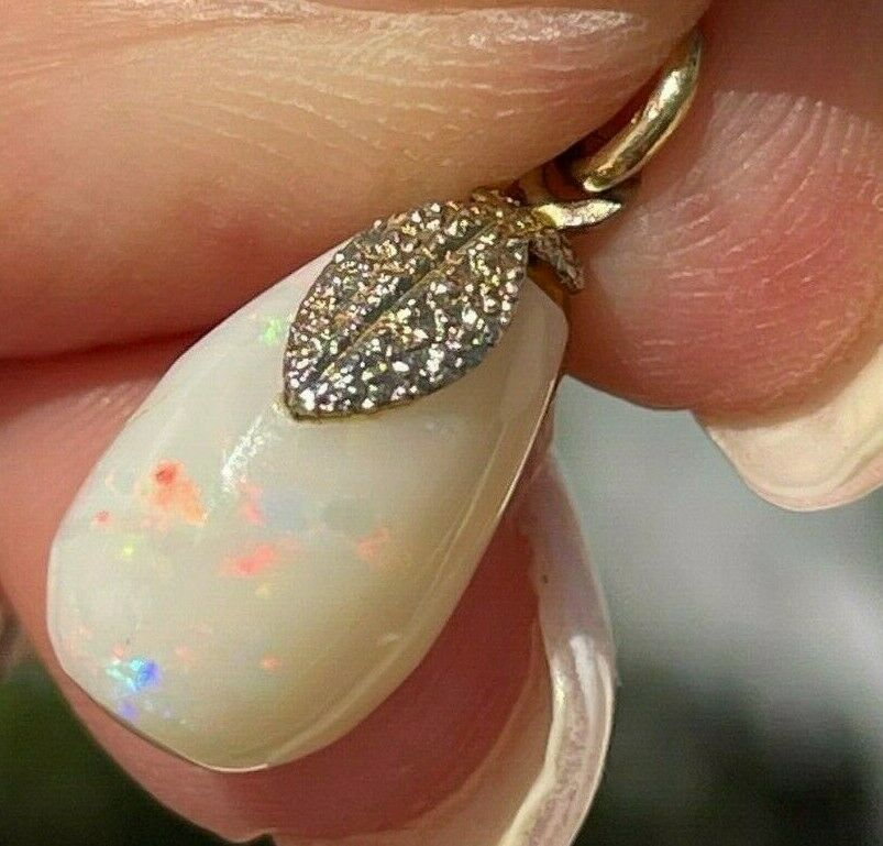 10k Yellow Gold Teardrop Australian Opal PEAR Pendant **VIDEO**_b32_1_21
