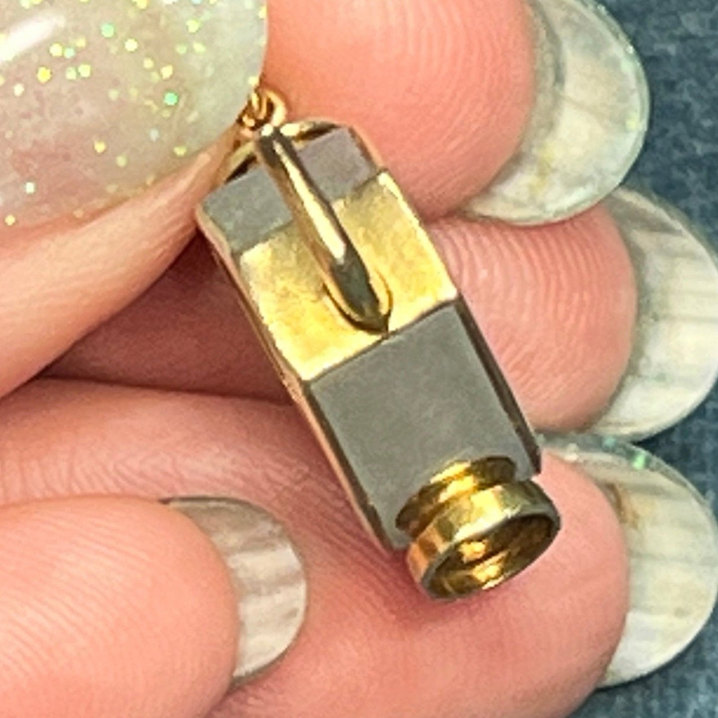 14K Yellow Gold Translucent Jade TEAPOT Pendant. 1" + 5g