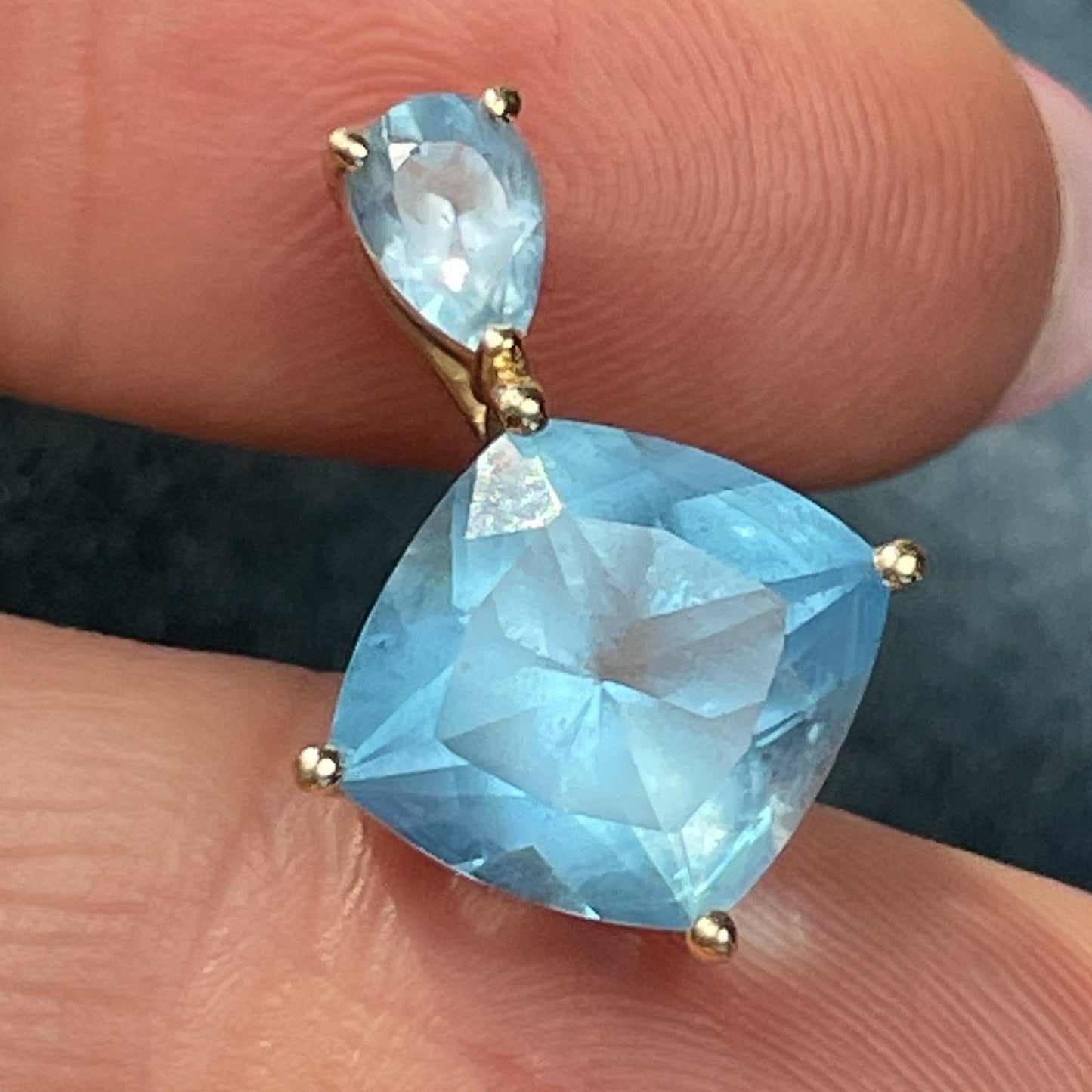 14K Yellow Gold 3.75 TCW Sky Blue Topaz Drop Pendant
