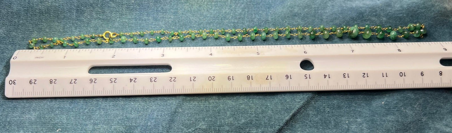 14k Gold Cabochon EMERALD Station Chain "By-the-Yard" Necklace