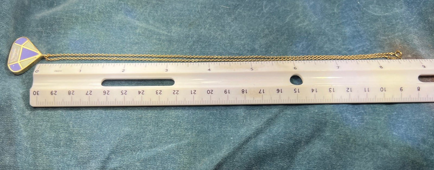 14k Gold Inlaid Opal Lapis Turquoise Pendant w Chain *Video*