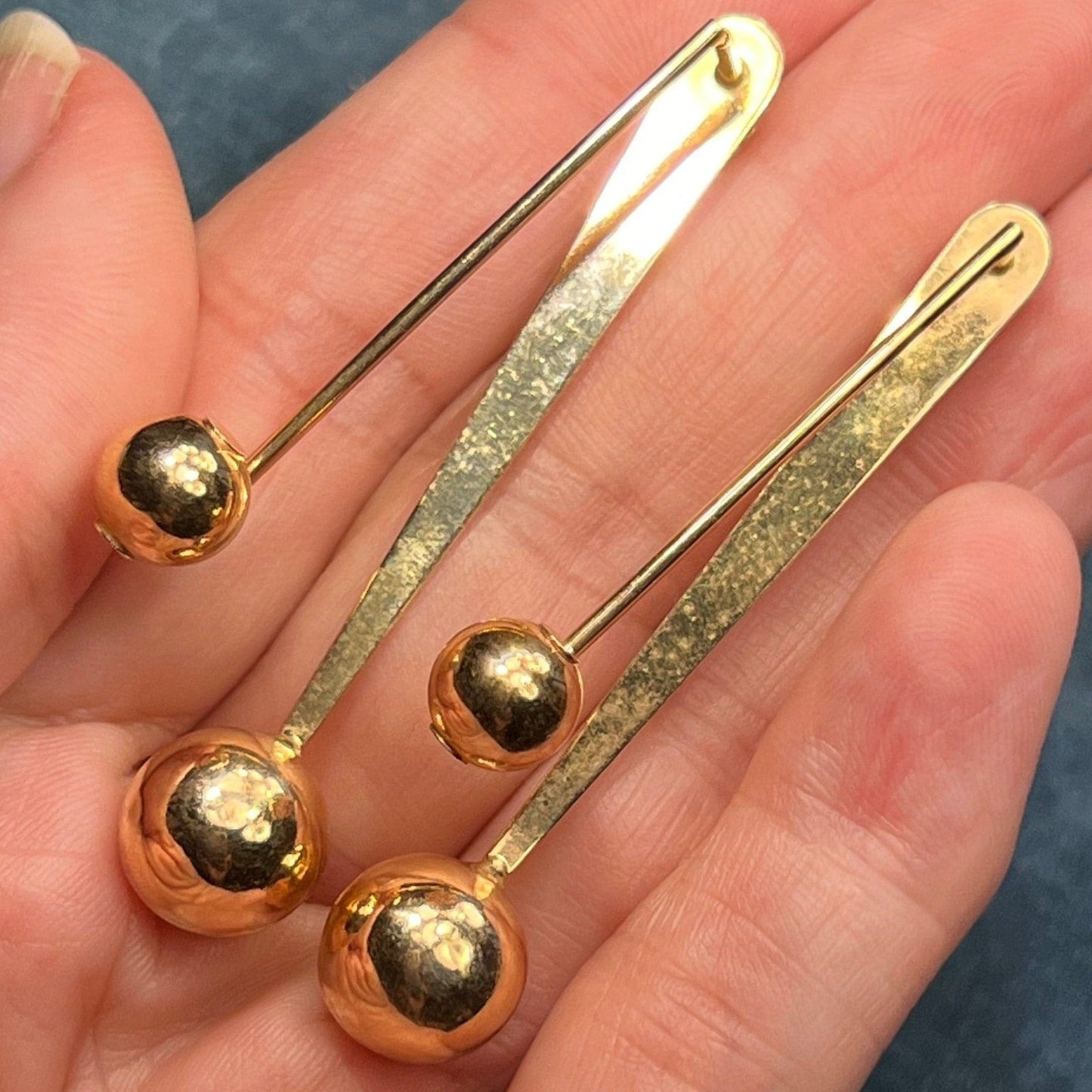 14k Gold MCM 2-Layer 2.3" Dangle Ball Earrings. Kinetic! *VIDEO*