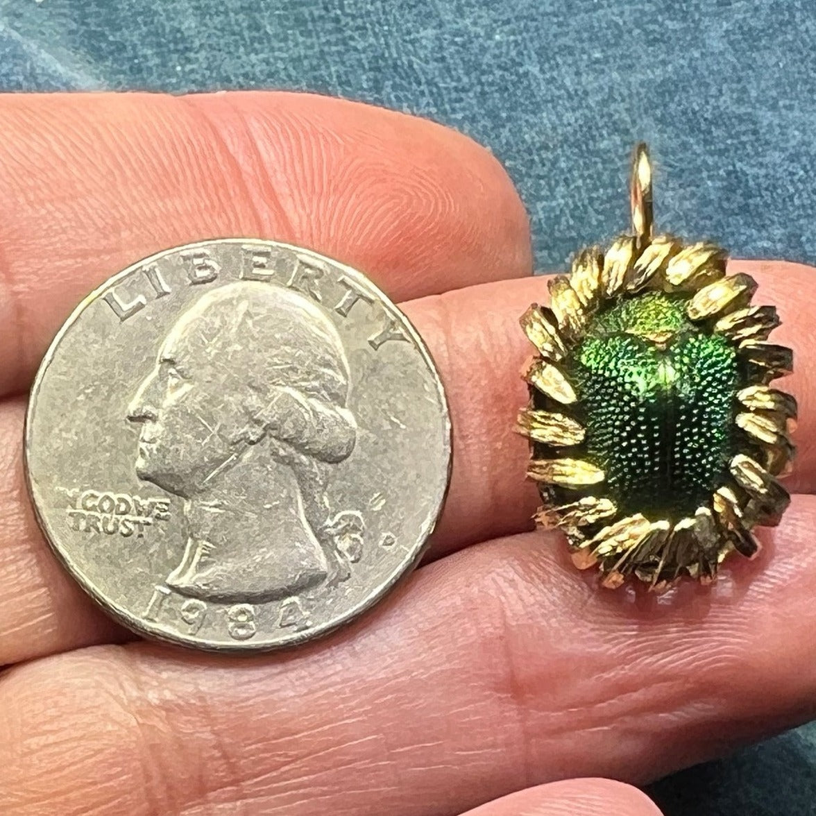 14k Gold SCARAB Egyptian Sacred Beetle Pendant. Victorian Antique