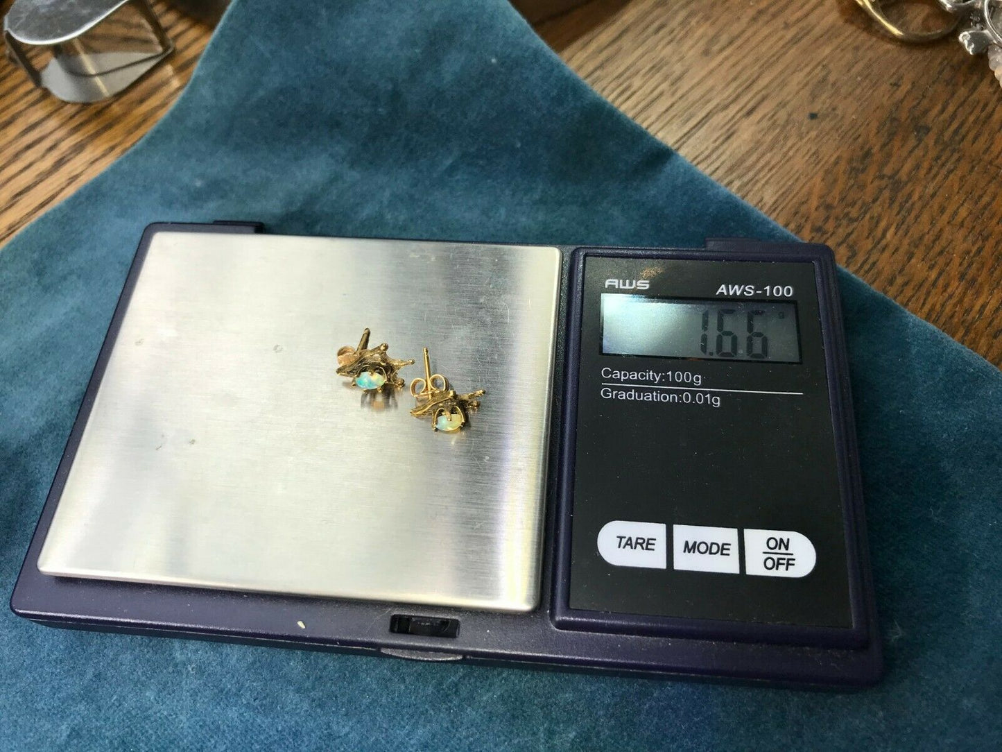 14k Yellow Gold Australian Purple Blue Crystal Opal Earrings**VIDEO**