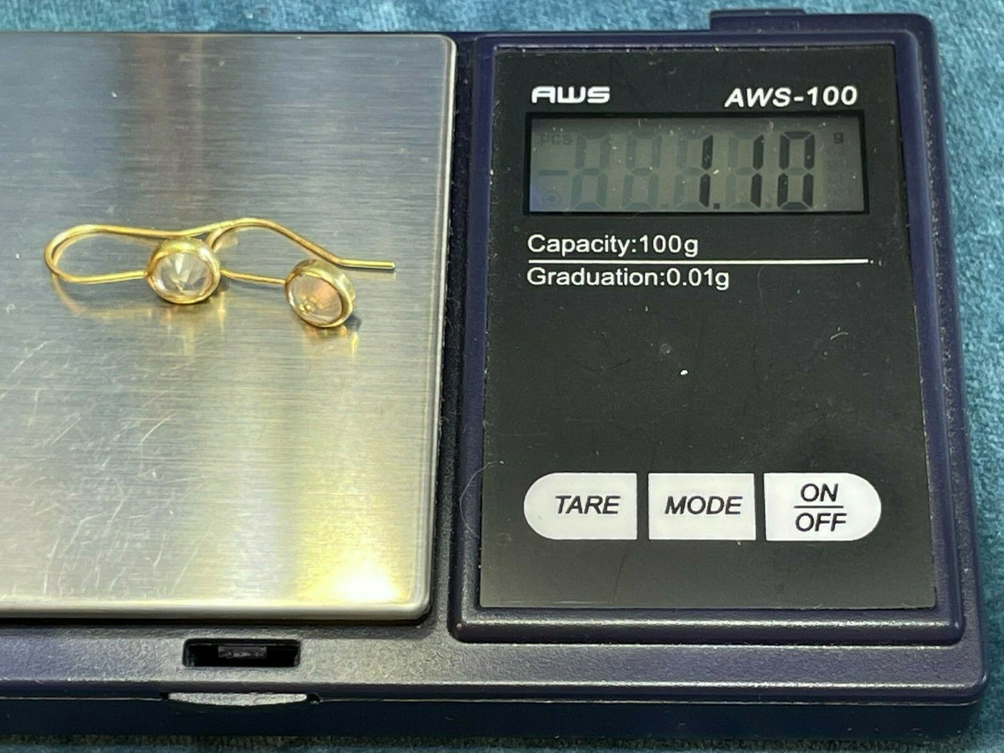 14k Yellow Gold Herkimer Diamond Quartz Inverted Bezel Earrings_b90_1_21
