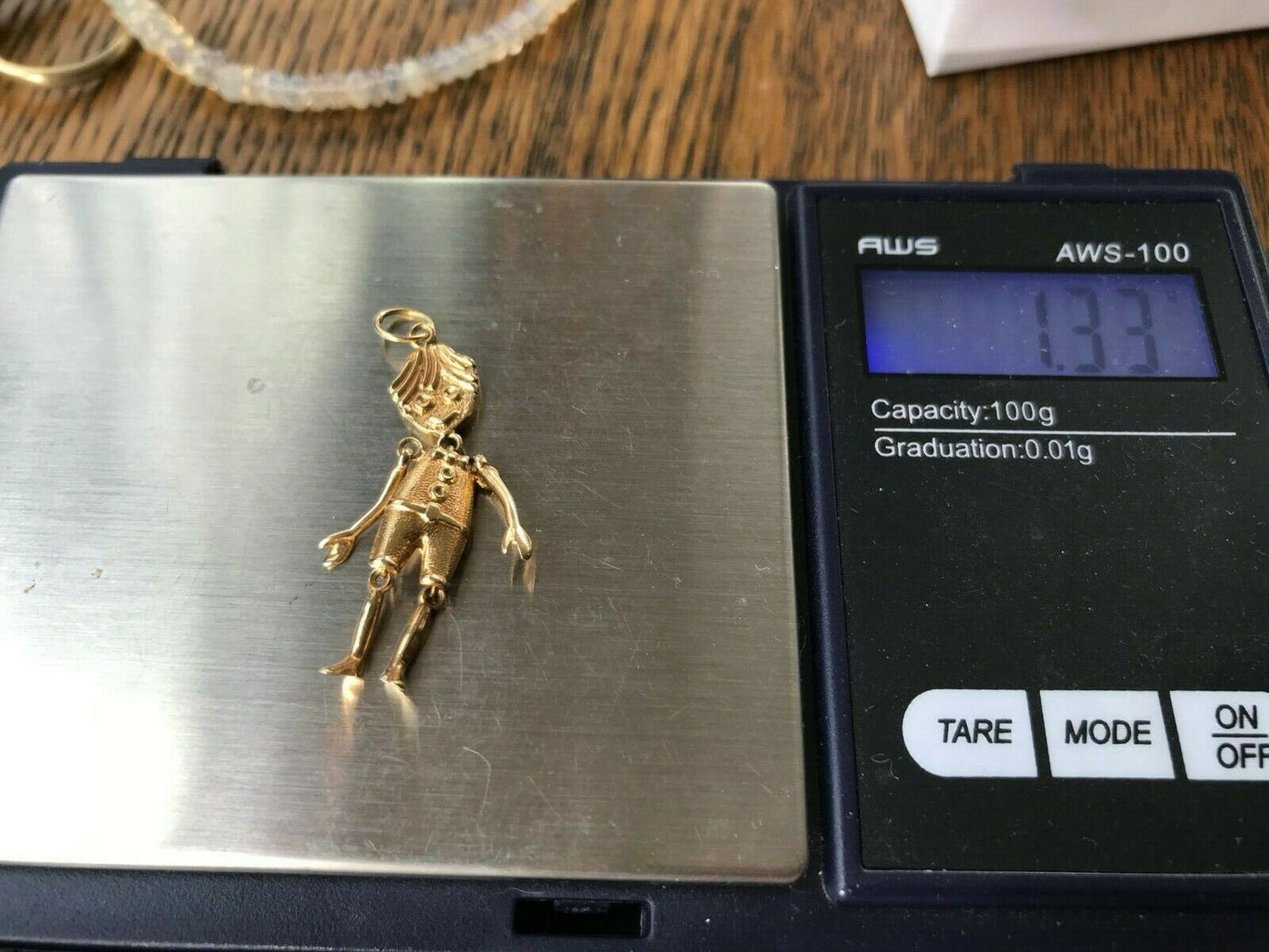 14k Yellow Gold Little Boy Pendant. Legs/Arms Move. Large 1.5"