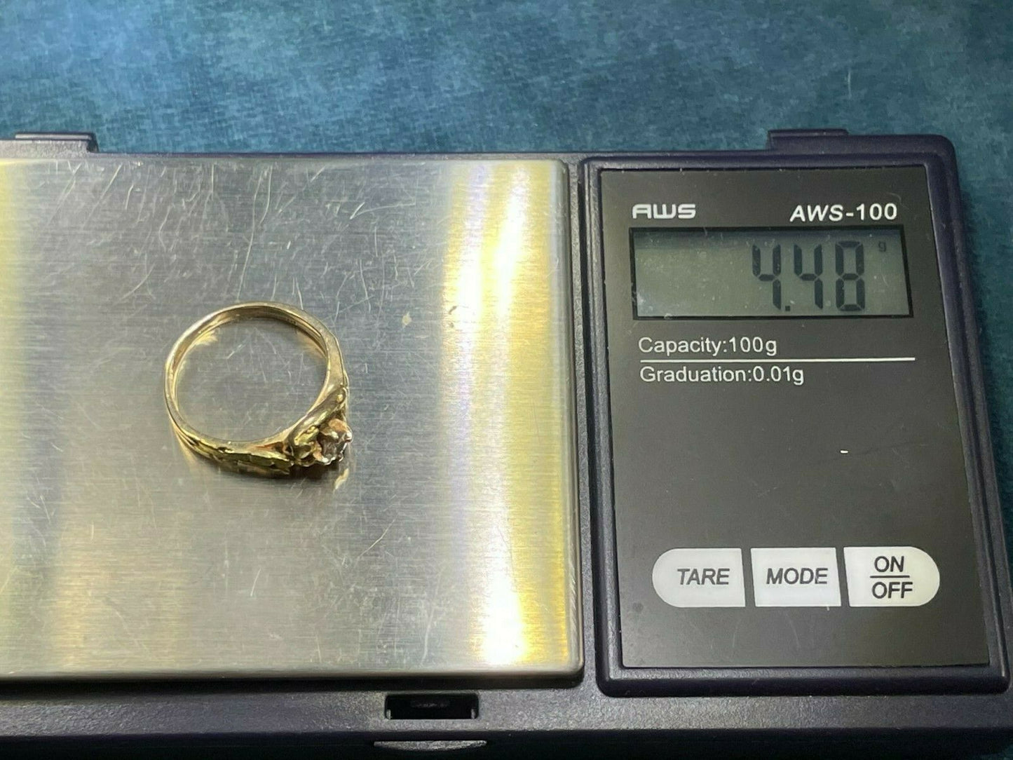 14k Yellow Gold Nugget SNAKE Ring w 0.25 Ct Diamond Head_21_253