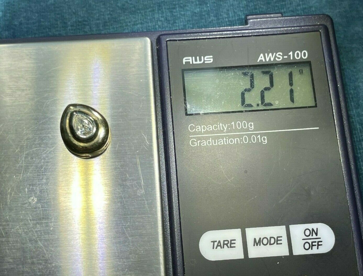 14k Yellow & White Gold 0.50 Carat Pear Diamond Teardrop Slide Pendant_21_133