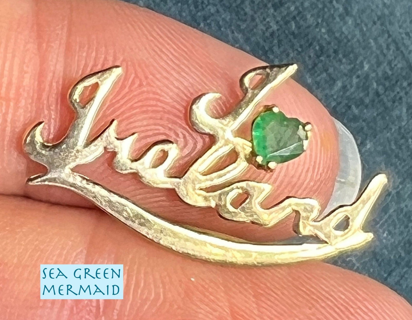 14k Gold 0.45 Ct Emerald Heart *I Love Ireland* Pendant. "Irish Made"