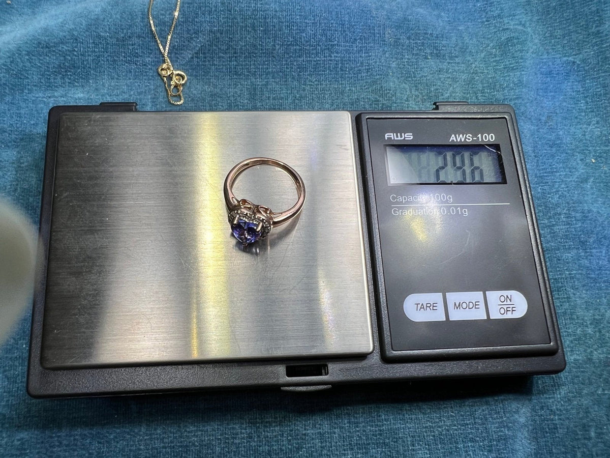 14k Gold 1.2 Ct Blueberry Tanzanite Heart & Diamond Halo Ring