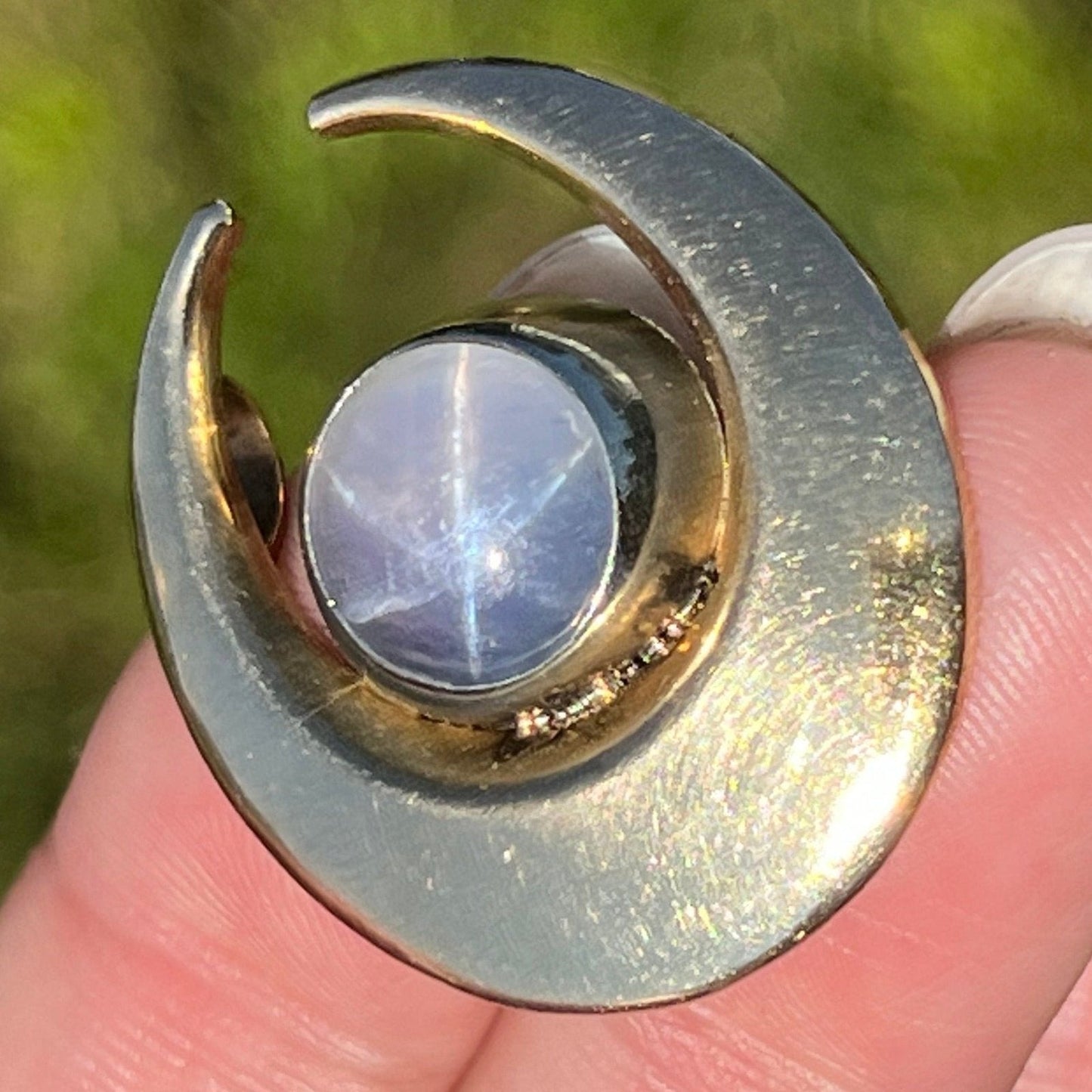 14k Gold 8 Ct Lavender-Gray Blue Star Sapphire Pendant *Video*