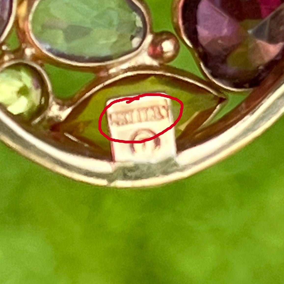 14k Gold 9 TCW Multi-Gem Teardrop Pendant. Bezel Set 1.75" 9g