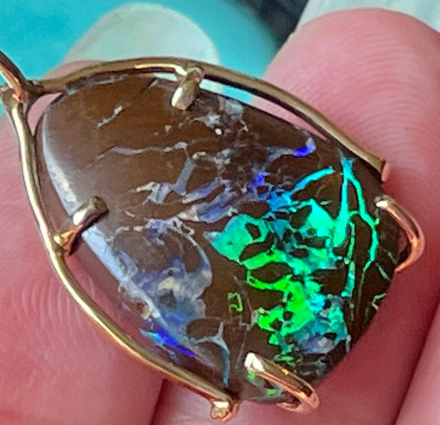 14k Gold Australian Koroit Boulder Opal Pendant VIDEO*