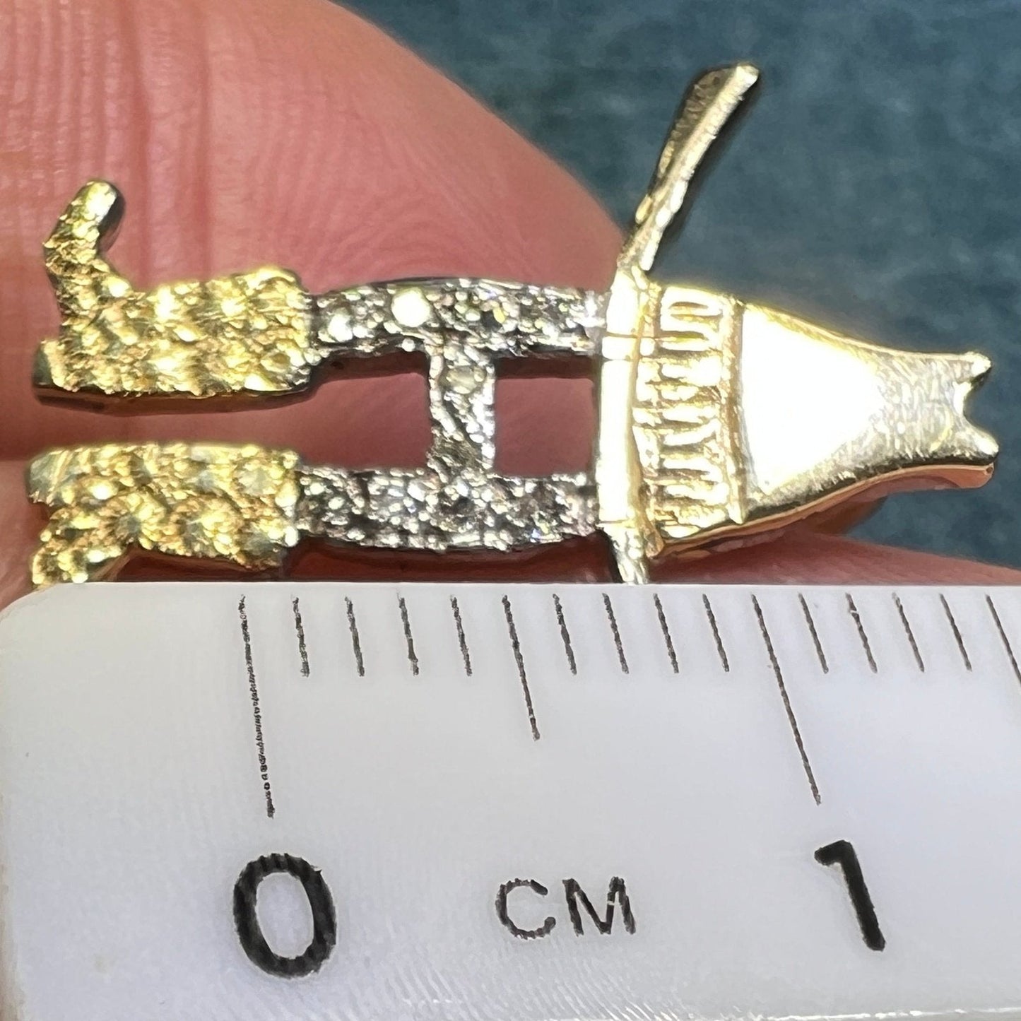 14k Gold Cowboy Cowgirl Hat + Boots Pendant w Diamonds. Tiny!