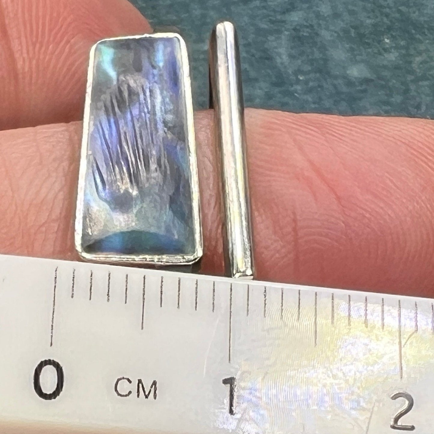 14k Gold & Silver Labradorite 2 Band Modern Ring *Video*