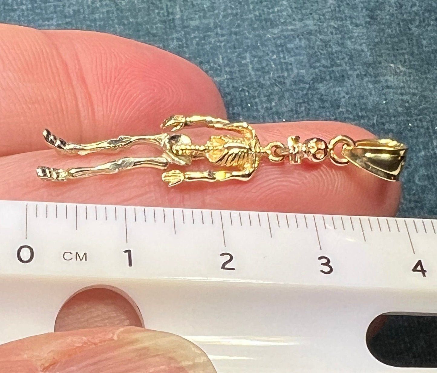 14k Tri-Color Gold Jointed Dancing SKELETON Pendant