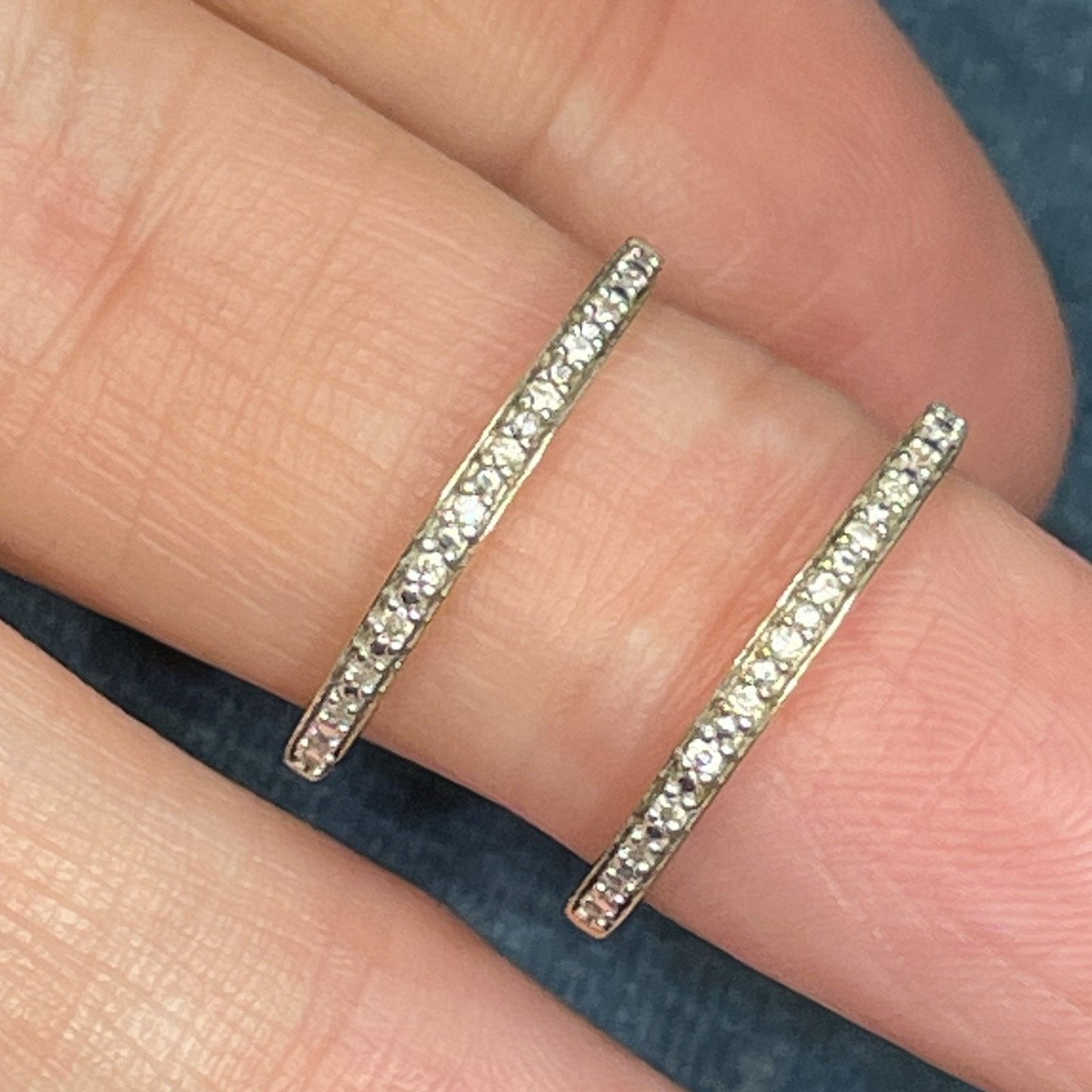 14k White Gold 2 Diamond Stacking Guard Bands. Enhance Your Rings!