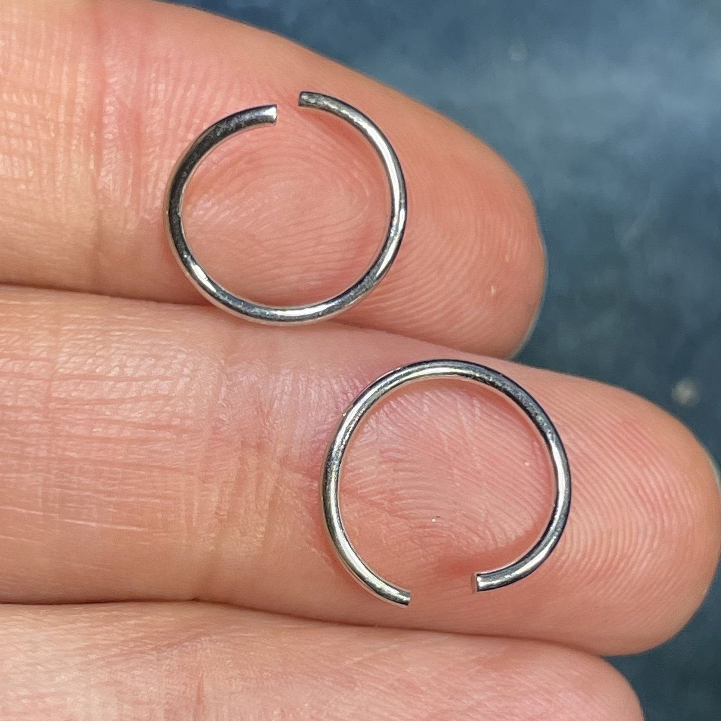 14k White Gold Seamless Hoop Earrings. Ear Nose Body Jewelry. TINY