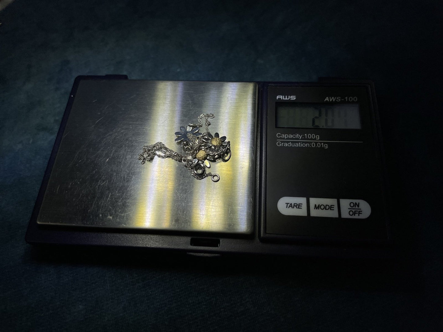 14k White & Yellow Gold DAISY CHAIN Necklace. 3 Sunflowers