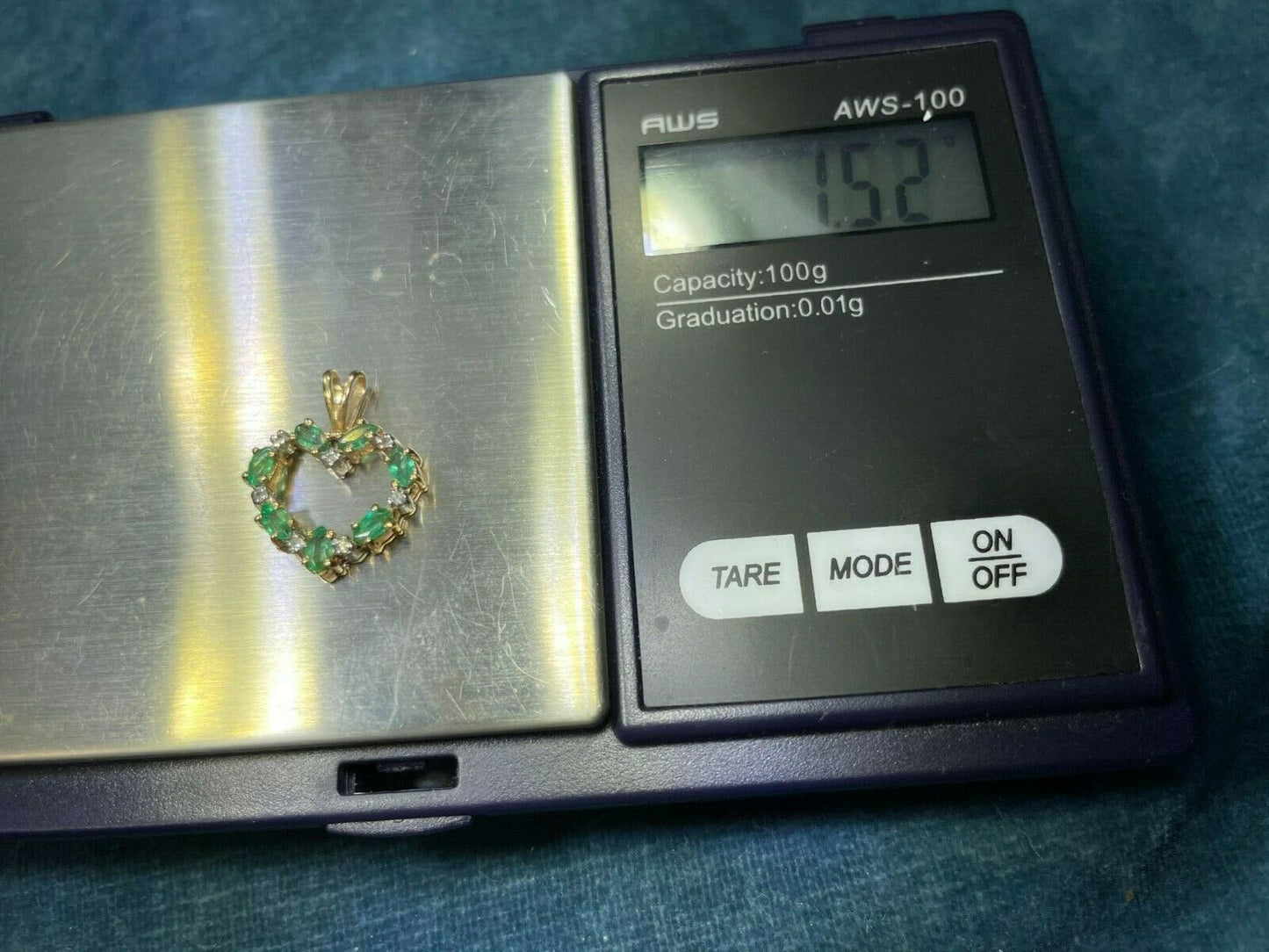 14k Yellow Gold 0.70 TCW Marquise Emerald & Diamond Heart Pendant_b110_19