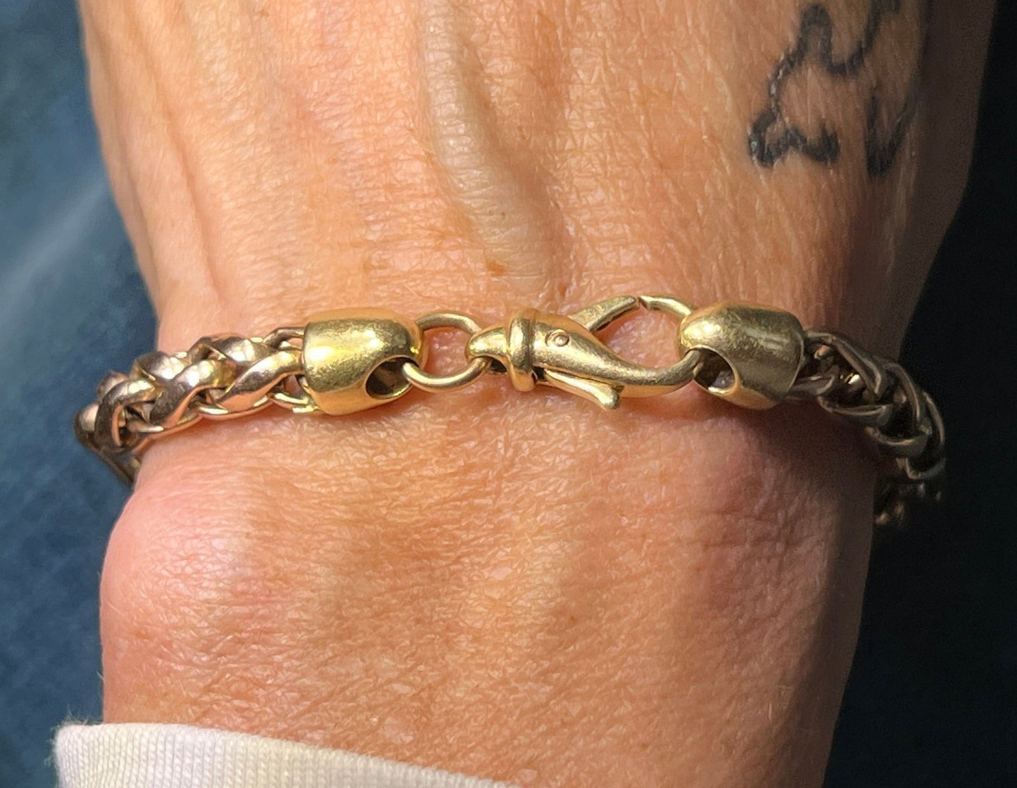 14k Yellow Gold 6mm Franco Link Figaro Bracelet. 15g. Italy
