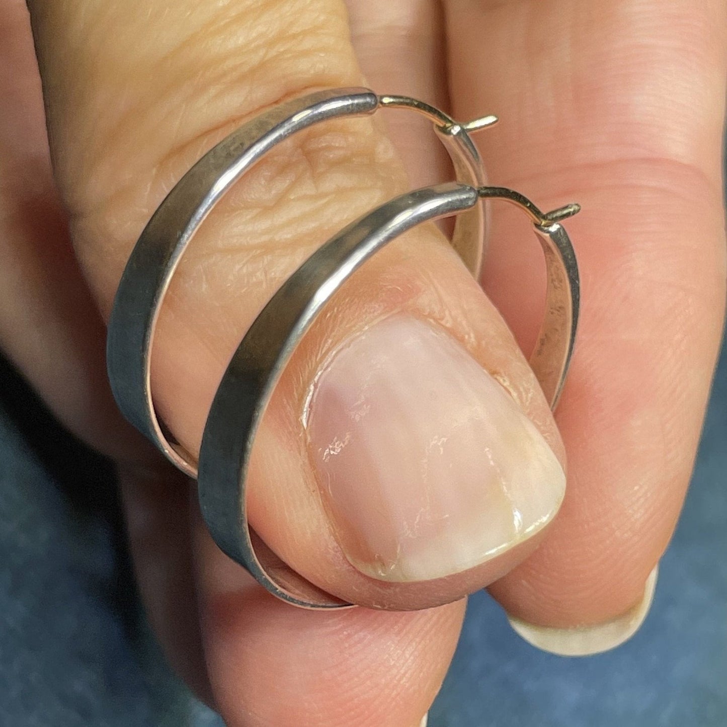 14k Yellow Gold & 925 ED LEVIN 1" Round Hoop Earrings