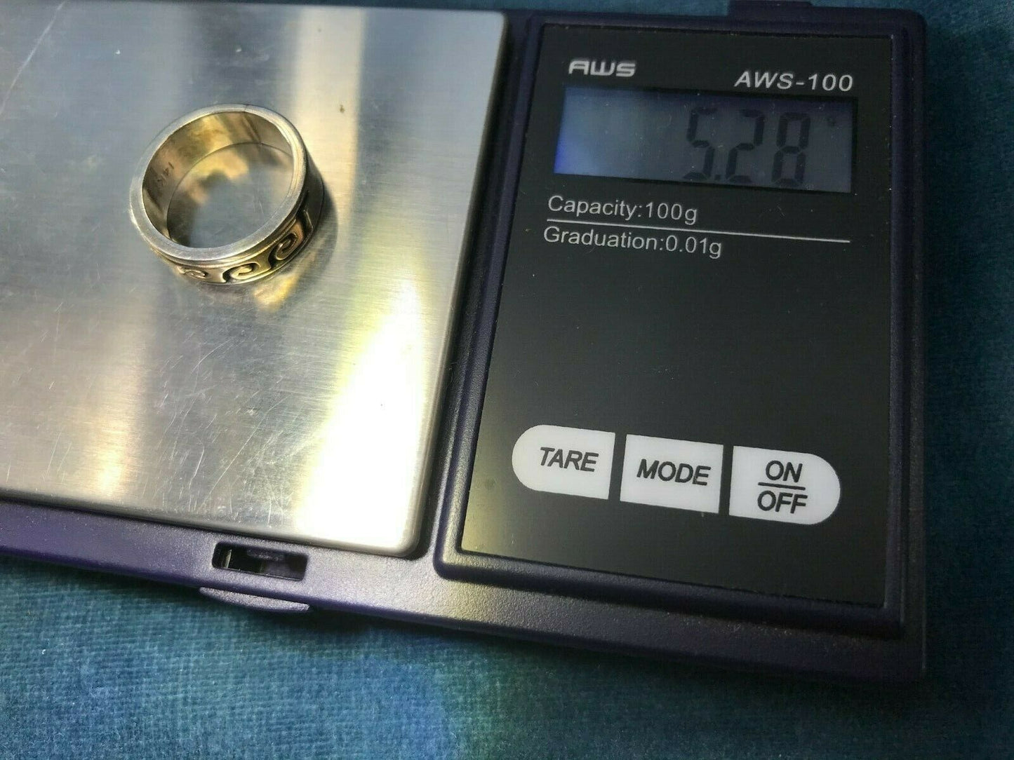 14k Yellow Gold & 925 "Skeets" WAVE PATTERN Ring. First Peoples_b70_20