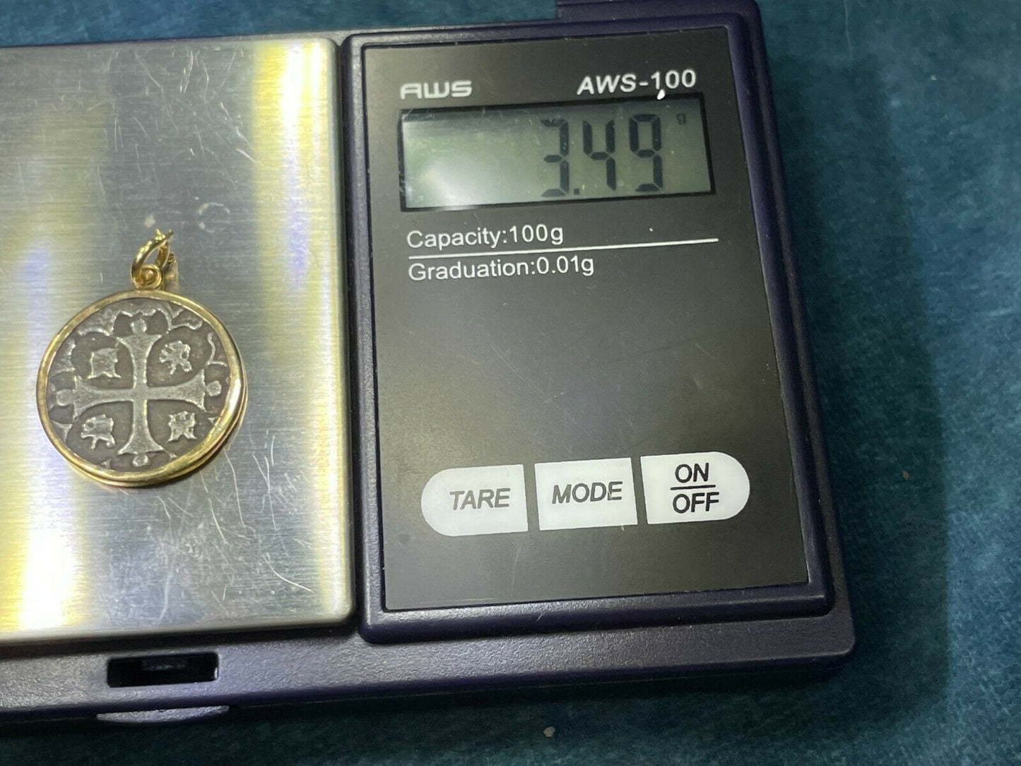 14k Yellow Gold ATOCHA Shipwreck Coin Pendant. Museum Quality