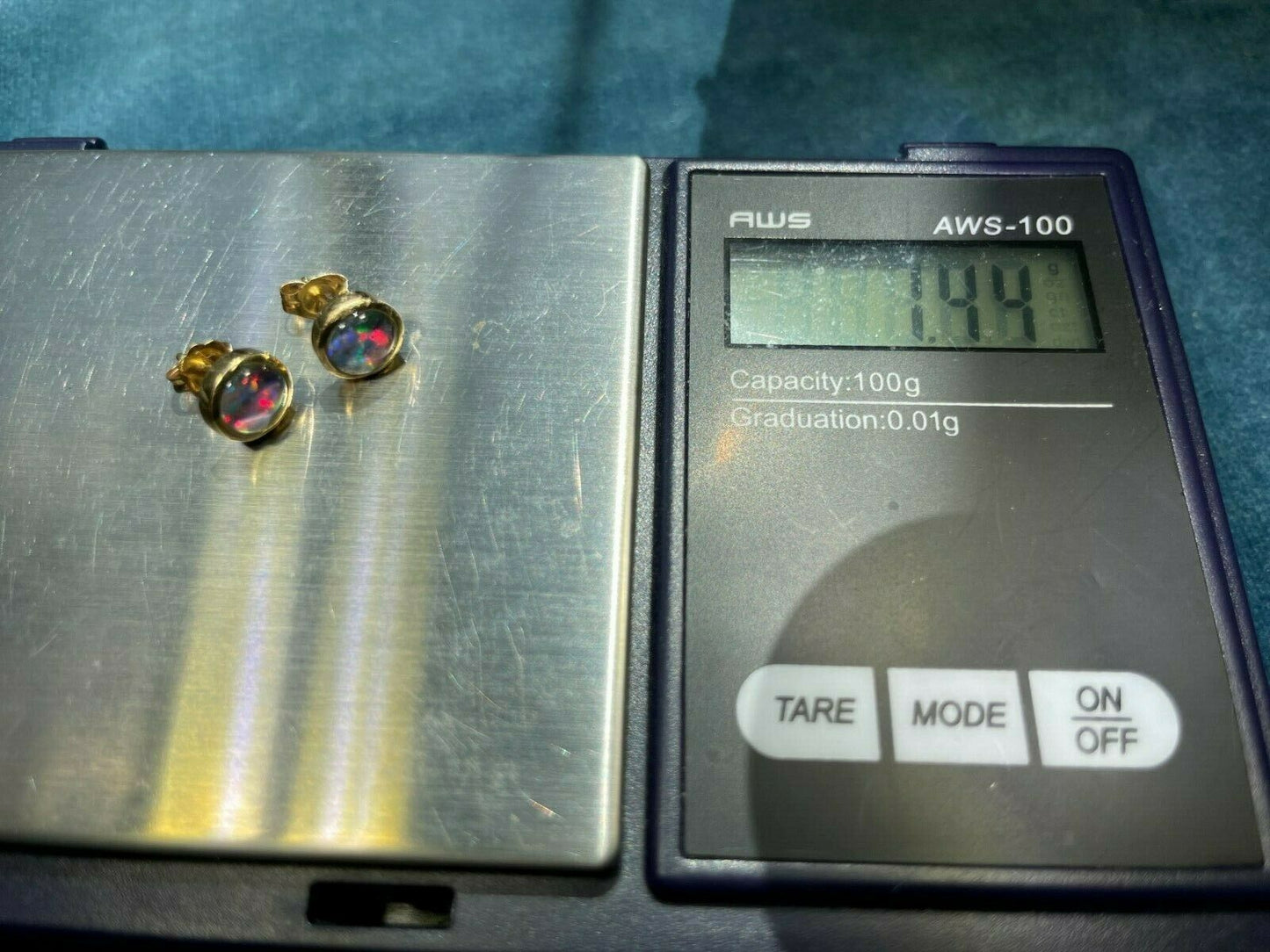 14k Yellow Gold Australian Black Opal Triplet BUBBLE Earrings **VIDEO**_21_191