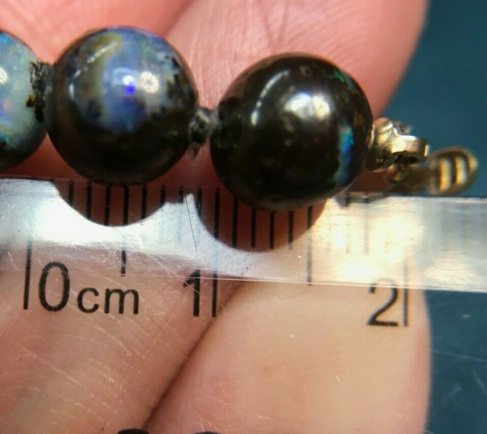 14k Yellow Gold Australian Boulder Opal Bead Necklace. 50g **VIDEO*