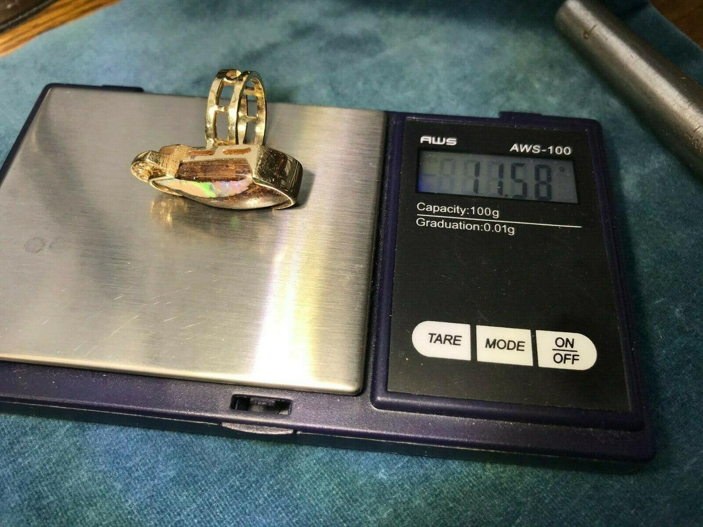 14k Yellow Gold Australian Boulder Opal Diamond Ring**VIDEO**