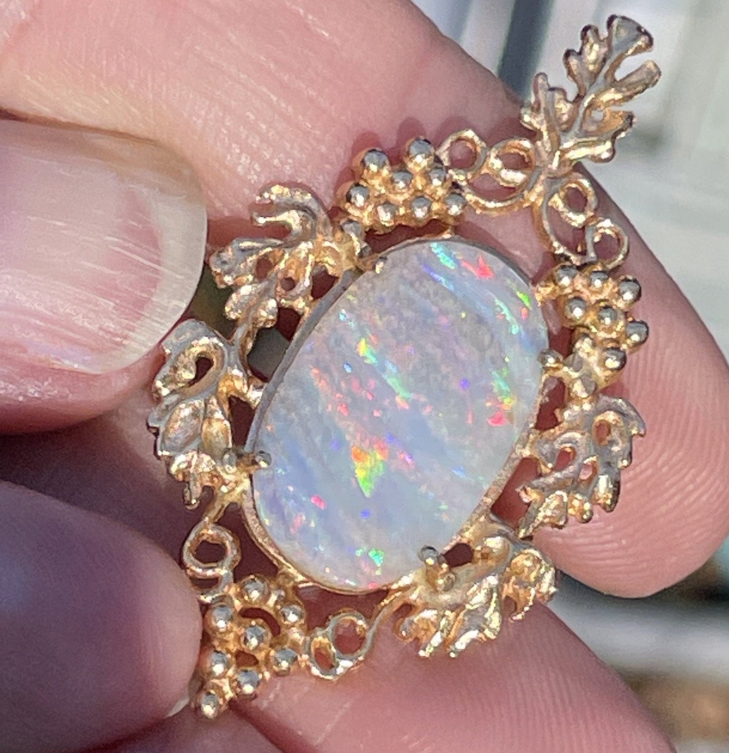 14k Yellow Gold Australian Boulder Opal Pendant. Grapes *VIDEO*