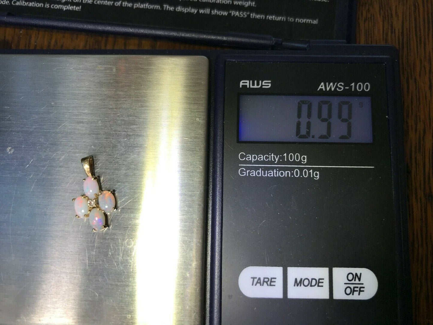 14k Yellow Gold Australian Fire Opal & Diamond Pendant. Small 2/3" **VIDEO**