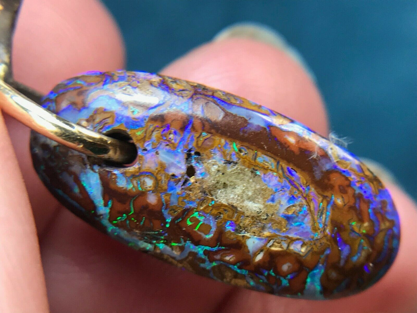 14k Yellow Gold Australian Koroit Opal Pendant. Purple. Large 1"+ *VIDEO*-K8L0J