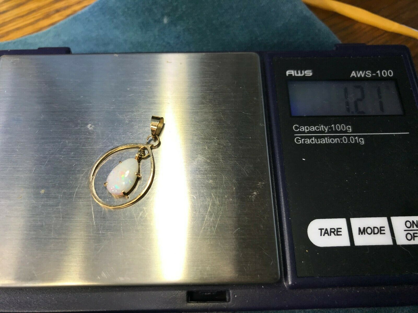 14k Yellow Gold Australian Opal Teardrop Pendant.**VIDEO**