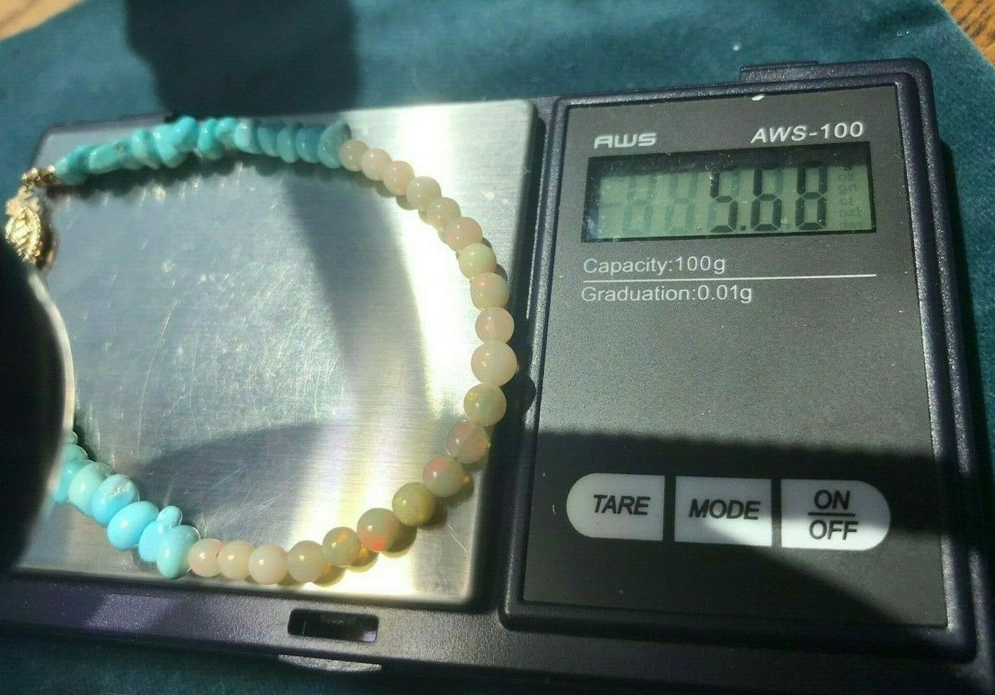 14k Yellow Gold Australian Opal & Turquoise Nugget Bracelet