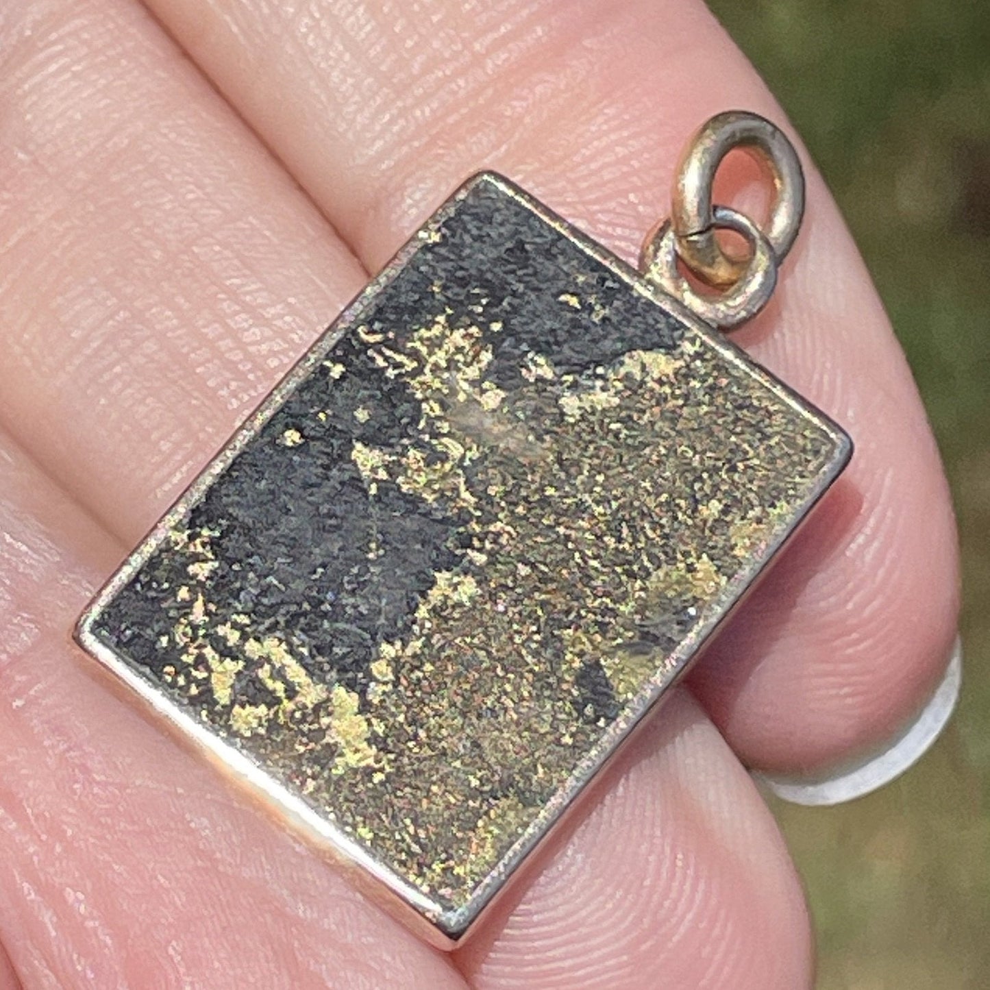 14k Yellow Gold BLACK GOLD in QUARTZ Fob Pendant**VIDEO**