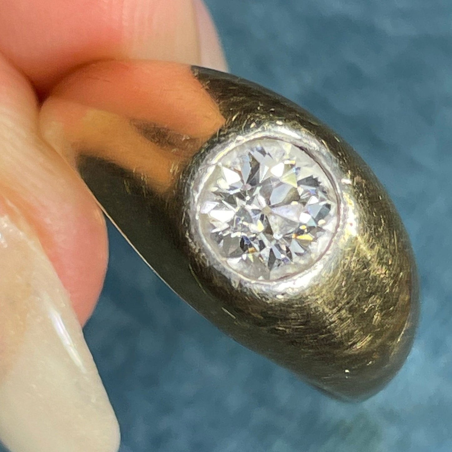 14k Yellow Gold Bezel-Set 0.80 Ct Rose-Cut Diamond Ring Band