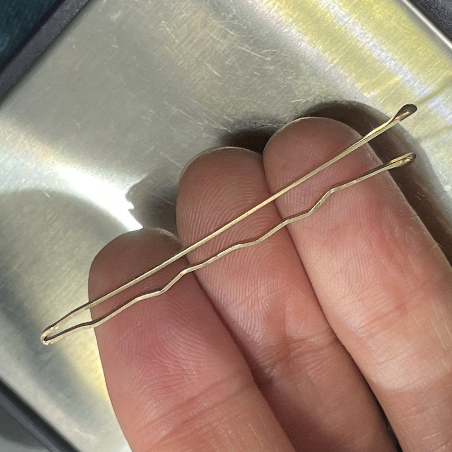 14k Yellow Gold Bobby Pin / Hair Accessory. 2" Long