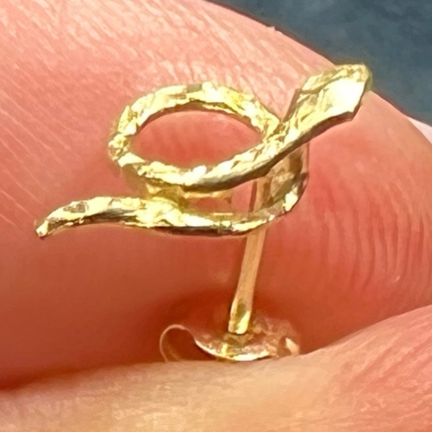 14k Yellow Gold Coiled Snake Earring **SINGLE*** Tiny!