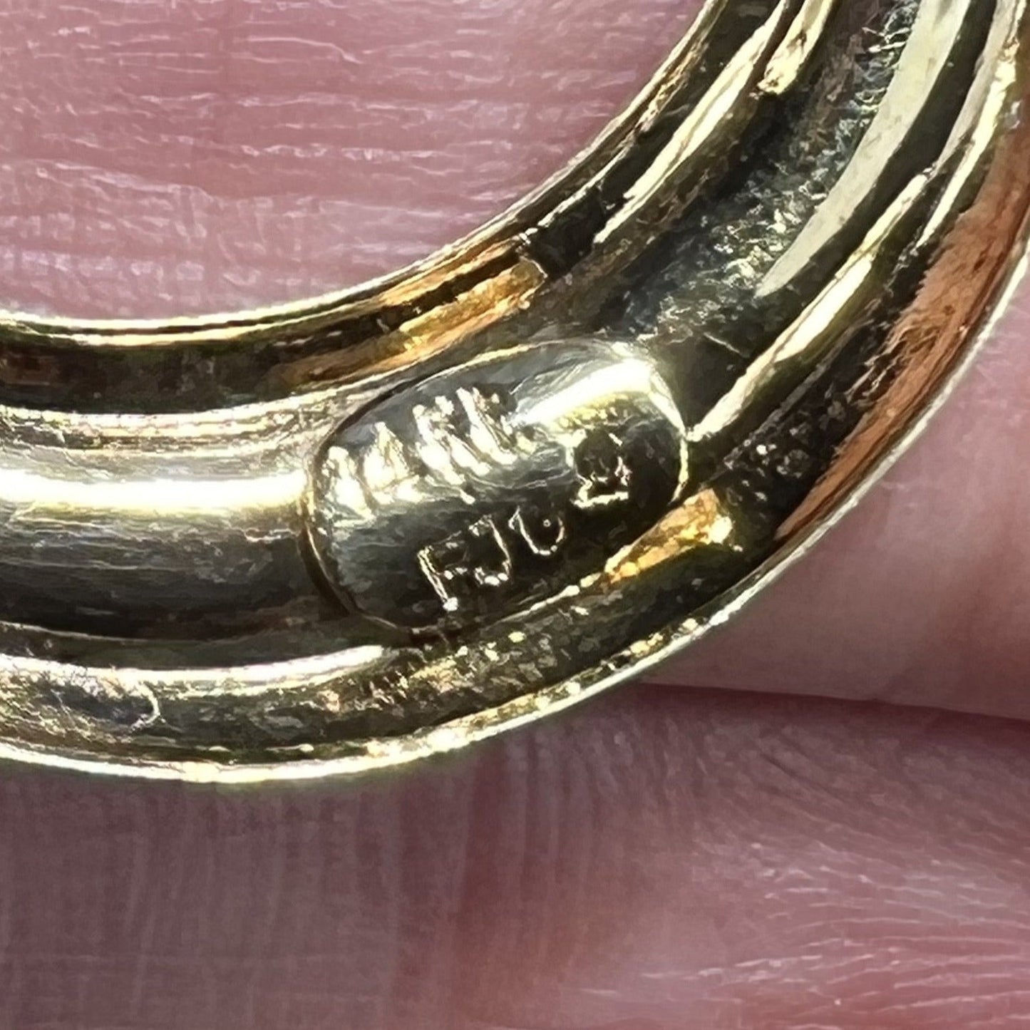 14k Yellow Gold Diamond 1" Crescent Moon Pendant. Antique