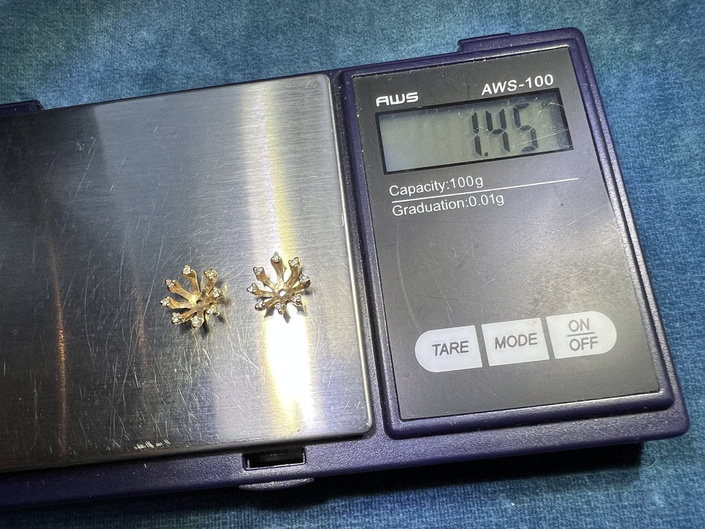 14k Yellow Gold Diamond Halo Earring Enhancer Jackets. Dress up your Studs!