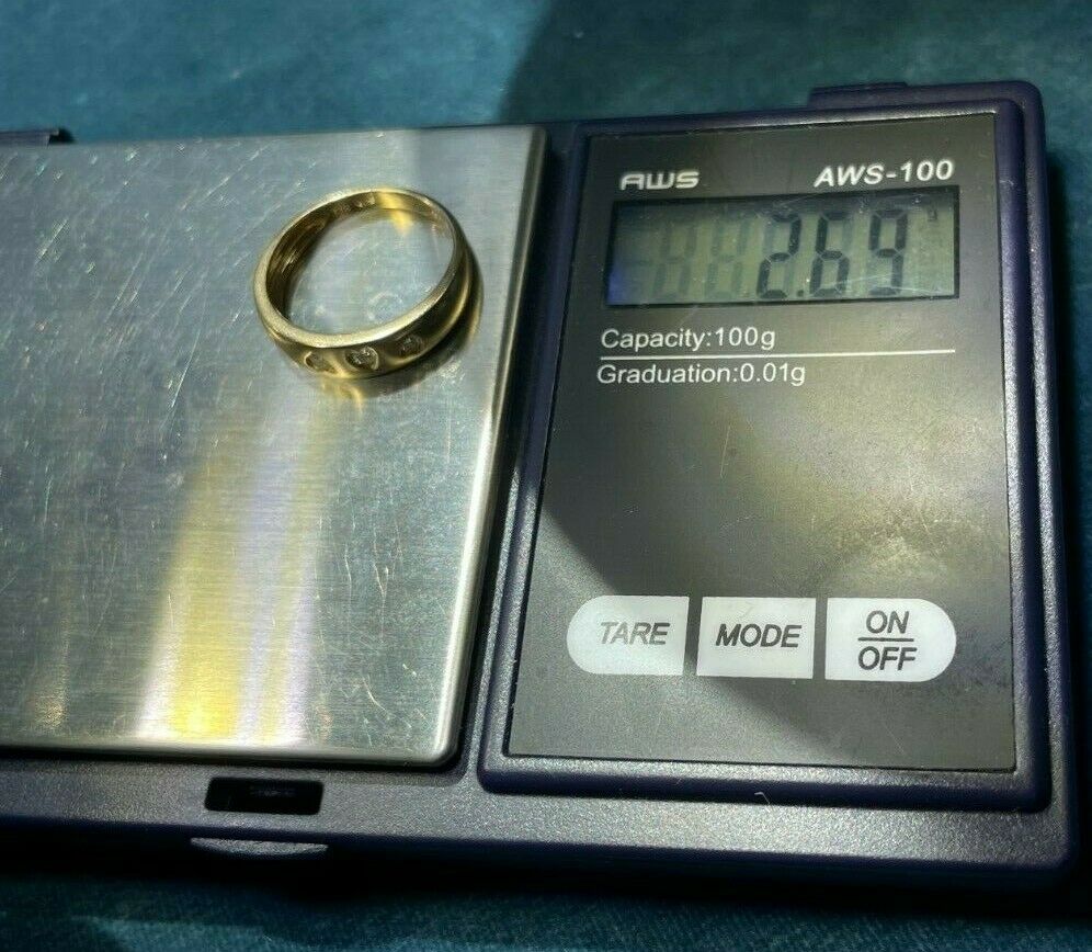 14k Yellow Gold Diamond Multi-Heart Ring Band. 6mm Wide 21_317