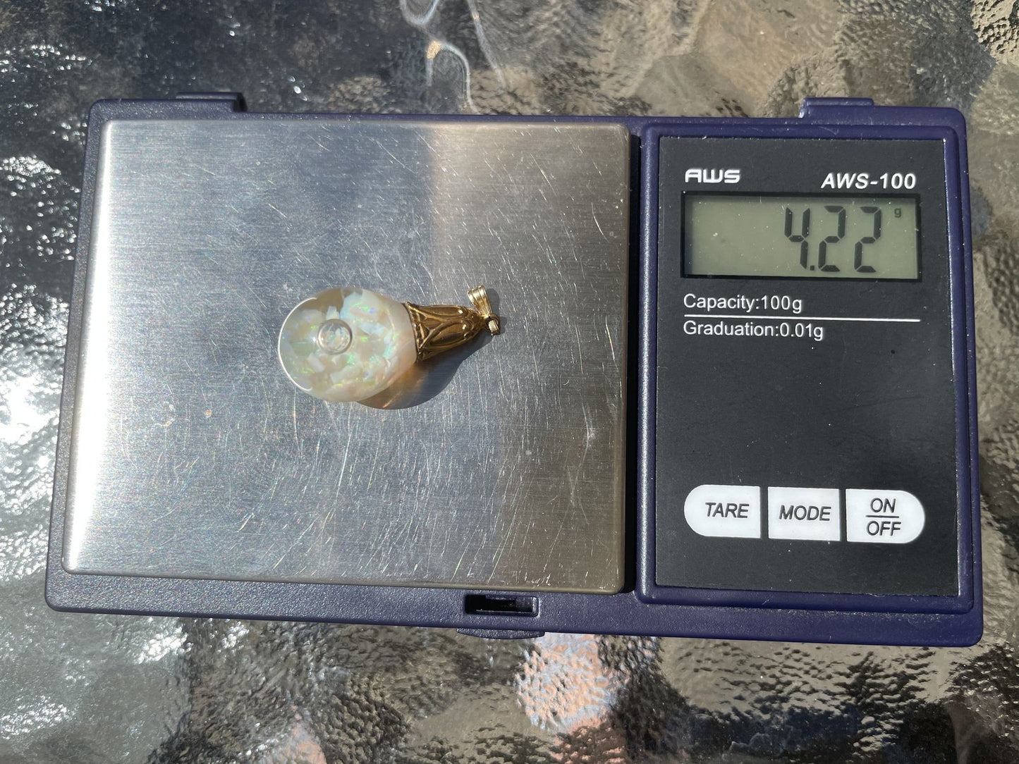 14k Yellow Gold FLOATING OPAL Snow Globe Pendant. Large 1.3" VIDEO