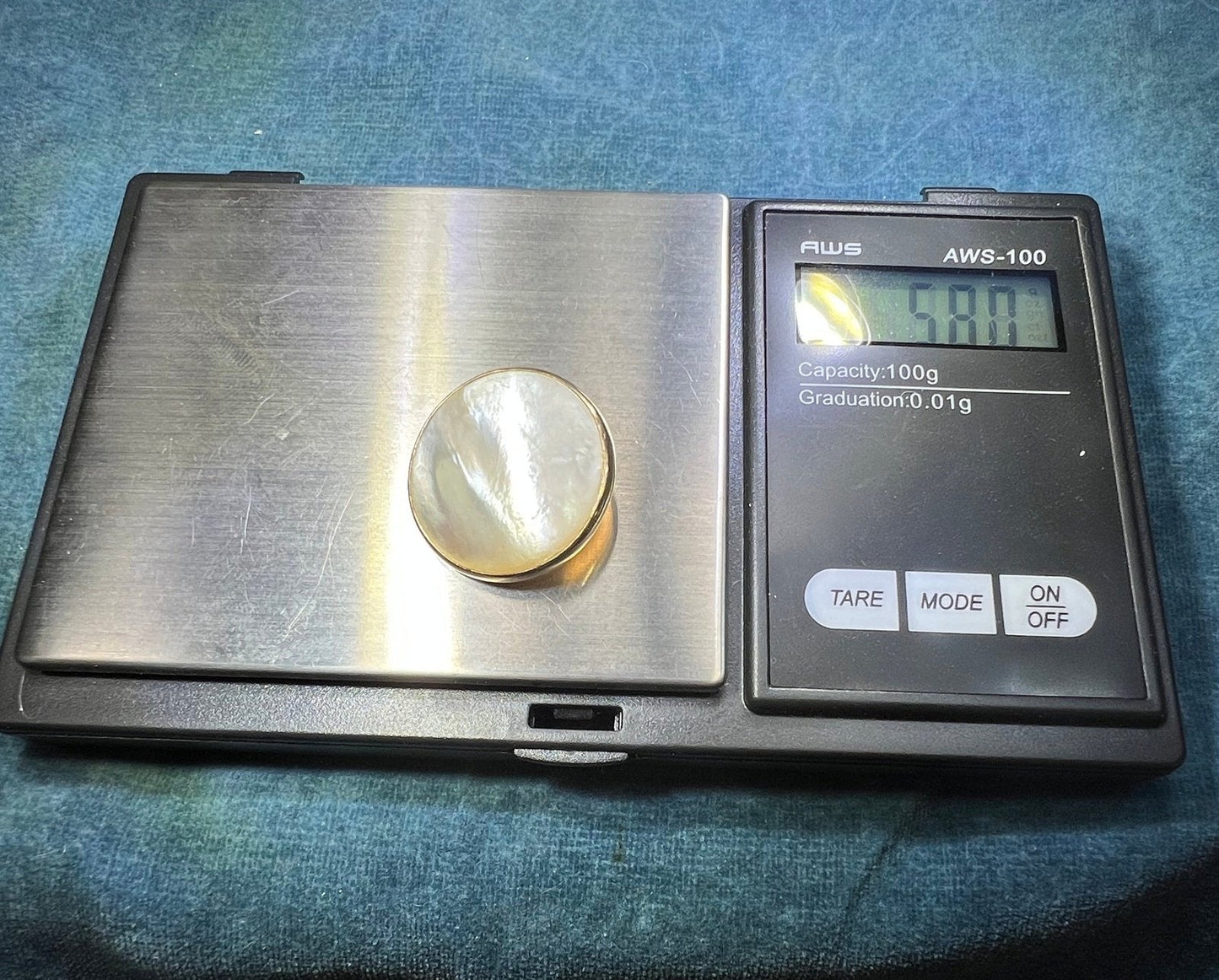 14k Yellow Gold Full MOON Lunar Mother of Pearl Pendant - B