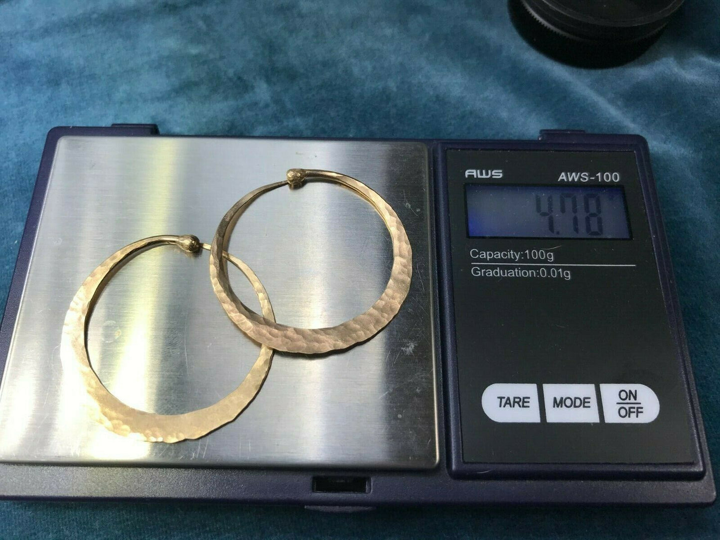 14k Yellow Gold Hand-Forged 1.5" Hammered Hoop Earrings_t440_17