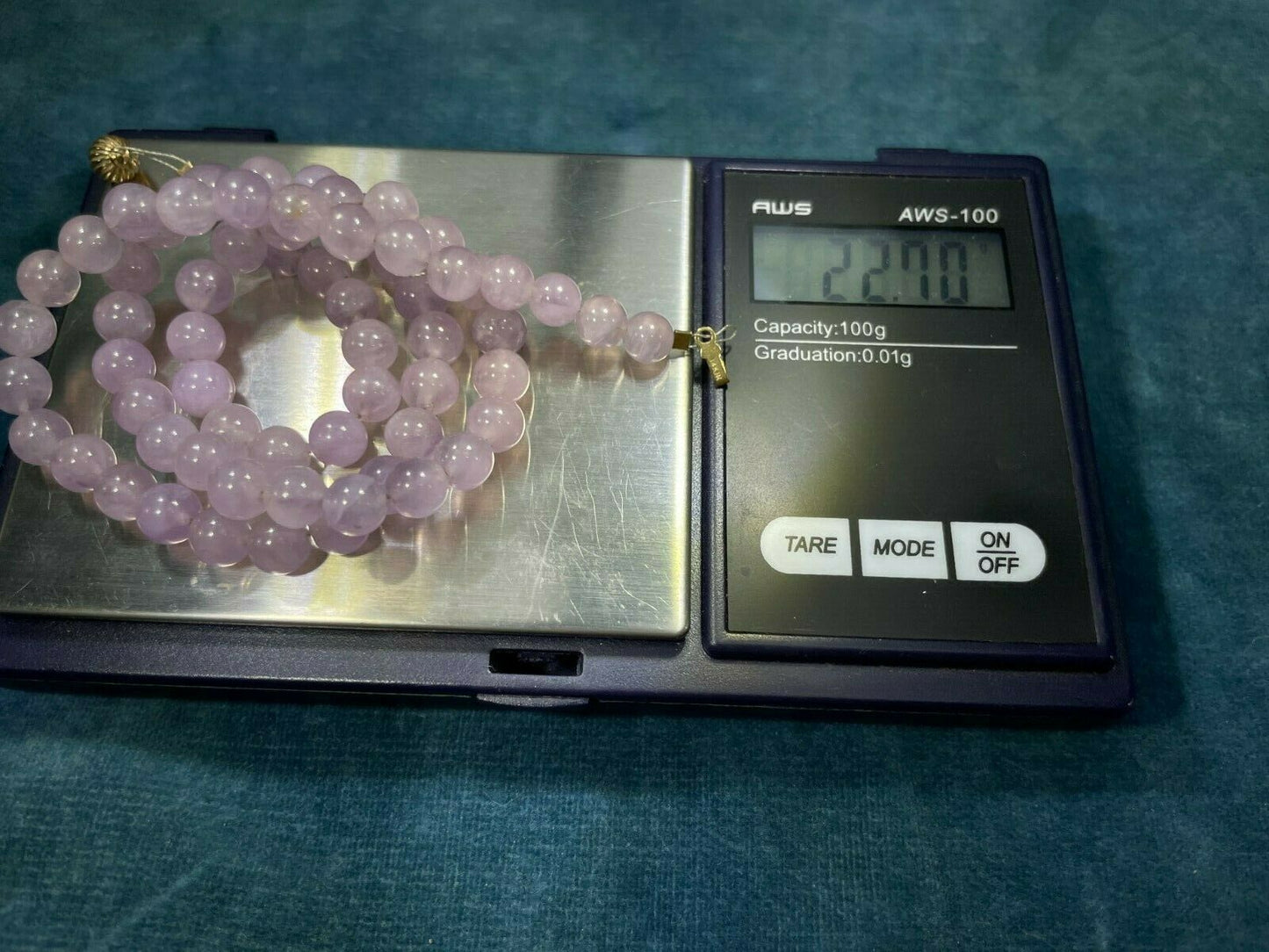 14k Yellow Gold Lavender Purple Jade Bead Necklace