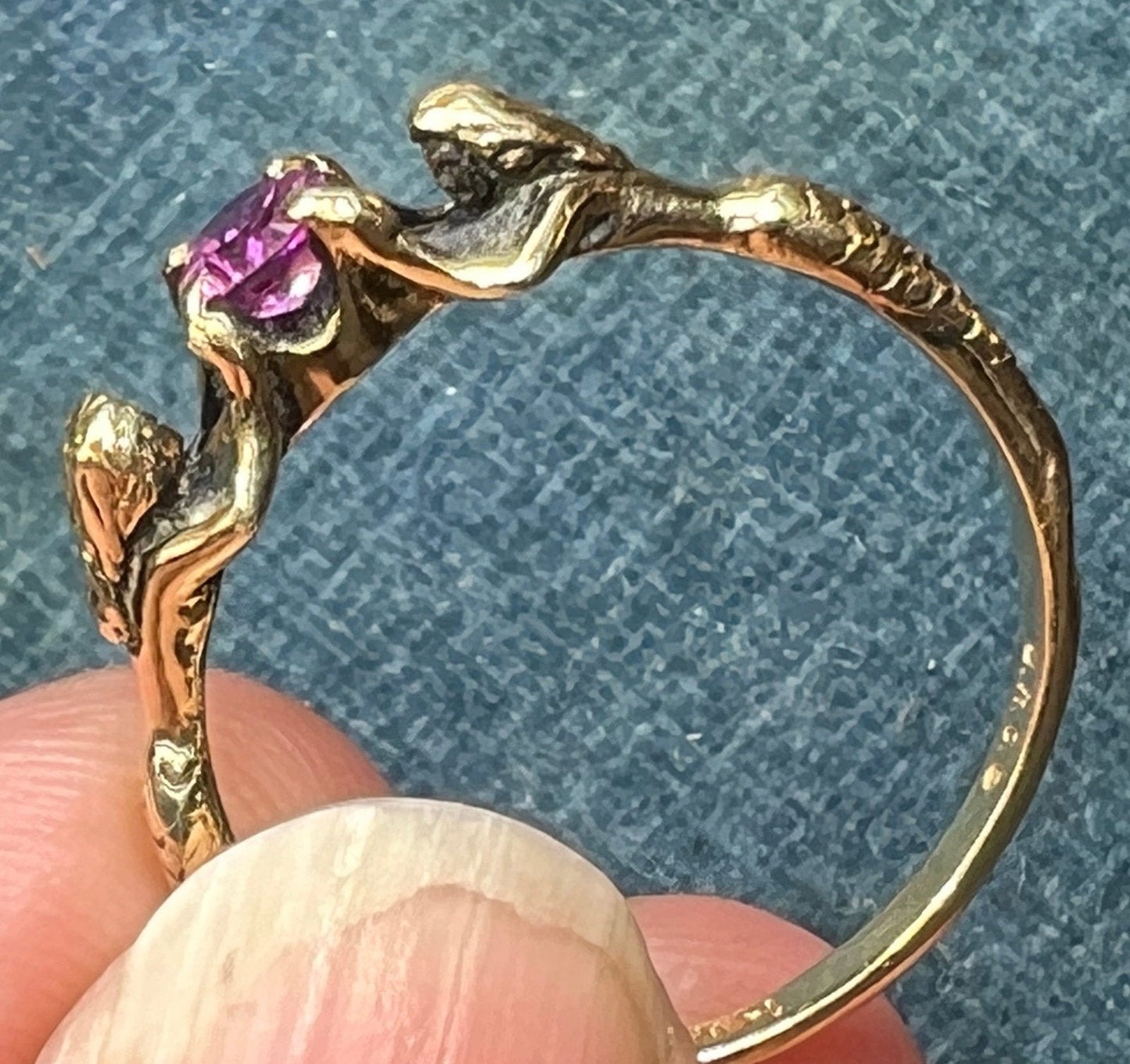 14k Yellow Gold MERMAID Sisters Ruby Ring *Video*