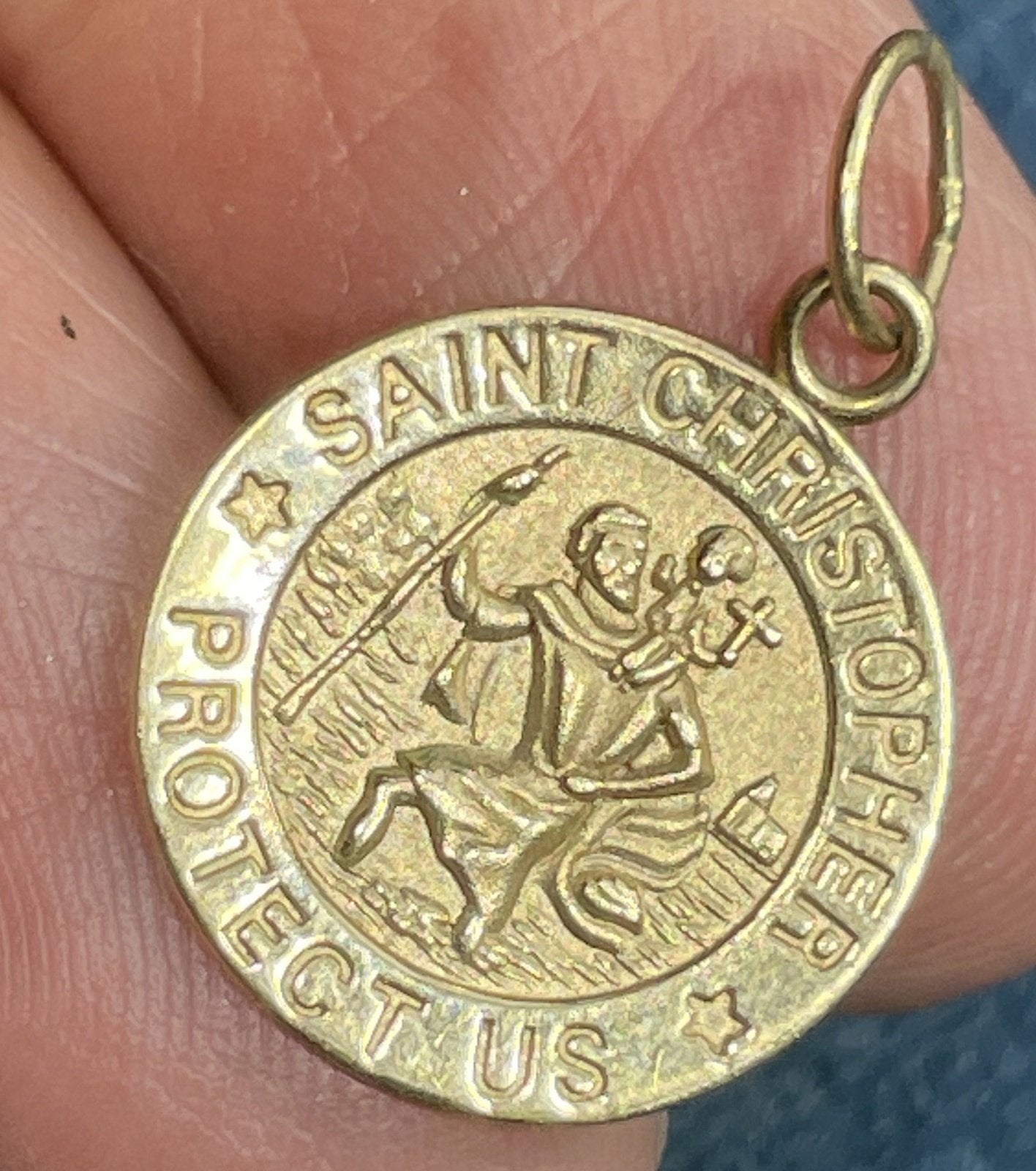 14k Yellow Gold Mark Anthony "St. Anthony" Pendant. Religious Medal